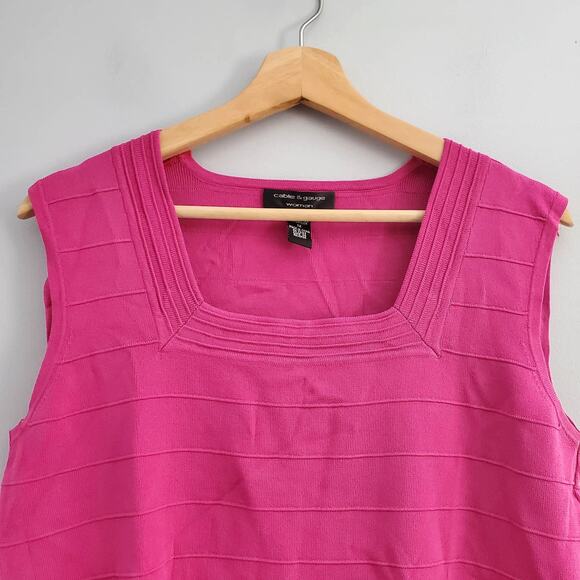 Cable & Gauge Pink Sleeveless Stretch Top 1X - Picture 3 of 5